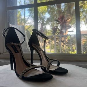 Aqua Black and Silver Stiletto Heels